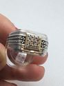 Picture of Sterling silver ring with gold setting with 9 diamonds 0.09pts with rope design size 10.5 10.3 gr . Pre owned . 845565-1