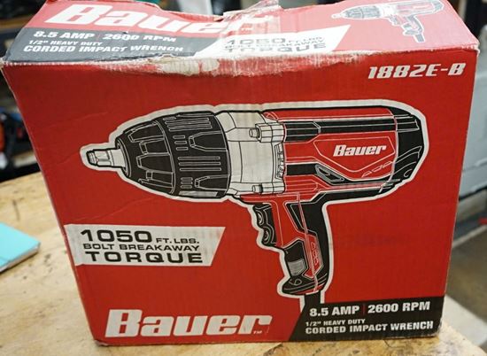 Picture of Bauer 1882E-B Heavy Duty 1/2" Corded Impact Wrench 1050 ft lbs 2600 RPM NEW . OPEN BOX. 